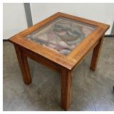 William Herrick Trout Stream End Table with Beveled Edge Glass Top by Big Sky Carvers / Big Sky Carvers Trout Table