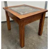 William Herrick Trout Stream End Table with Beveled Edge Glass Top by Big Sky Carvers / Big Sky Carvers Trout Table