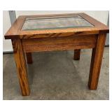 William Herrick Trout Stream End Table with Beveled Edge Glass Top by Big Sky Carvers / Big Sky Carvers Trout Table
