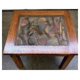 William Herrick Trout Stream End Table with Beveled Edge Glass Top by Big Sky Carvers / Big Sky Carvers Trout Table