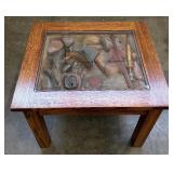 William Herrick Trout Stream End Table with Beveled Edge Glass Top by Big Sky Carvers / Big Sky Carvers Trout Table