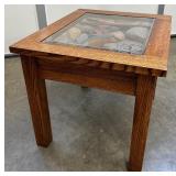 William Herrick Trout Stream End Table with Beveled Edge Glass Top by Big Sky Carvers / Big Sky Carvers Trout Table