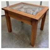 William Herrick Trout Stream End Table with Beveled Edge Glass Top by Big Sky Carvers / Big Sky Carvers Trout Table