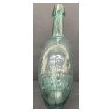 Vintage Hand Blown Green Glass Bottle