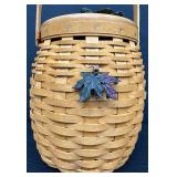 Longaberger October Fields Pumpkin Lidded Basket with Plastic Liner - 2000