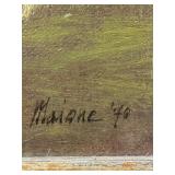 Wheat Stacks #1 by Robert Maione (1932-1987) Oil on Canvas - Signed and Dated 1970