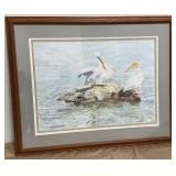 Original Watercolor - Pelicans by M. Shriber