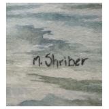 Original Watercolor - Pelicans by M. Shriber