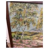 Antique Victorian Mahogany Fire Screen with Barley Twist Feature Supports with Hand-Sewn Tapestry