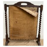 Antique Victorian Mahogany Fire Screen with Barley Twist Feature Supports with Hand-Sewn Tapestry