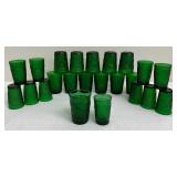 Vintage Anchor Hocking Forest Green Sandwich Glass Tumblers and Juice Glasses