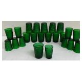 Vintage Anchor Hocking Forest Green Sandwich Glass Tumblers and Juice Glasses