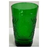 Vintage Anchor Hocking Forest Green Sandwich Glass Tumblers and Juice Glasses