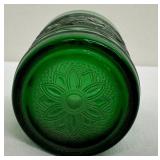 Vintage Anchor Hocking Forest Green Sandwich Glass Tumblers and Juice Glasses