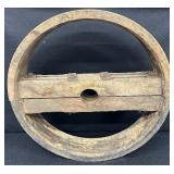 Primitive Wooden 30" Steampunk Mill Industrial Wood Pulley