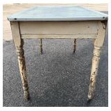 Vintage Metal Top Table with Rustic Wooden Legs