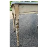 Vintage Metal Top Table with Rustic Wooden Legs