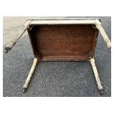 Vintage Metal Top Table with Rustic Wooden Legs