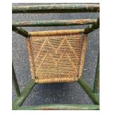 Antique Rosemaling Green Wooden Chair with Great Cane Seat