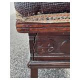 Antique Sewing Bench with Embroidered Seat and Storage