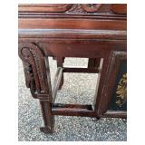 Antique Sewing Bench with Embroidered Seat and Storage