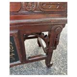 Antique Sewing Bench with Embroidered Seat and Storage