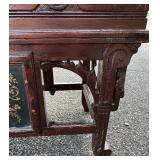 Antique Sewing Bench with Embroidered Seat and Storage