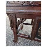 Antique Sewing Bench with Embroidered Seat and Storage