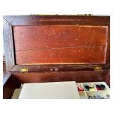 Antique Sewing Bench with Embroidered Seat and Storage