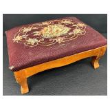 Antique Needlepoint Footstool