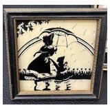Vintage Silhouette Reverse Painted Glass Pieces