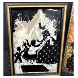 Vintage Silhouette Reverse Painted Glass Pieces