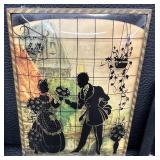 Vintage Silhouette Reverse Painted Glass Pieces