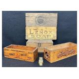 Fun Assortment of Old Wood Items and Brass Owl Clip