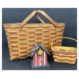 Longaberger All American Patriot Basket (1997), Large Picnic Basket and Decorate Bird House