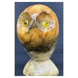Vintage Adorable Alabaster Carved Owl Figurine