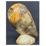 Vintage Adorable Alabaster Carved Owl Figurine