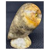 Vintage Adorable Alabaster Carved Owl Figurine