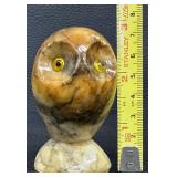 Vintage Adorable Alabaster Carved Owl Figurine