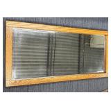 Vintage Oak and Beveled Edged Mirror
