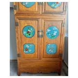 Vintage Chinese Wardrobe with Cloisonné Panels
