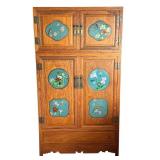 Vintage Chinese Wardrobe with Cloisonné Panels
