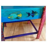 Hand Painted Solid Wood Chair from Belize with Tropical Design