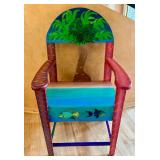 Hand Painted Solid Wood Chair from Belize with Tropical Design