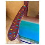 Hand Painted Solid Wood Chair from Belize with Tropical Design