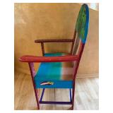 Hand Painted Solid Wood Chair from Belize with Tropical Design