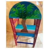Hand Painted Solid Wood Chair from Belize with Tropical Design