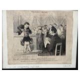 Framed Original Lithograph by Daumier, Professeurs et Moutards