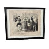 Framed Original Lithograph by Daumier, Professeurs et Moutards