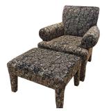 McCreary Modern Armchair and Ottoman Set with Unique Face Design Upholstery